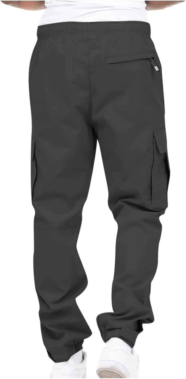 Hiking Cargo Pants for Men Casual Loose Straight Leg Joggers Lightweight Cotton Cargo Sweatpants