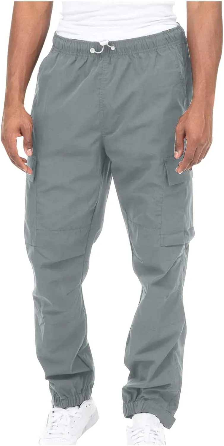 Hiking Cargo Pants for Men Casual Loose Straight Leg Joggers Lightweight Cotton Cargo Sweatpants