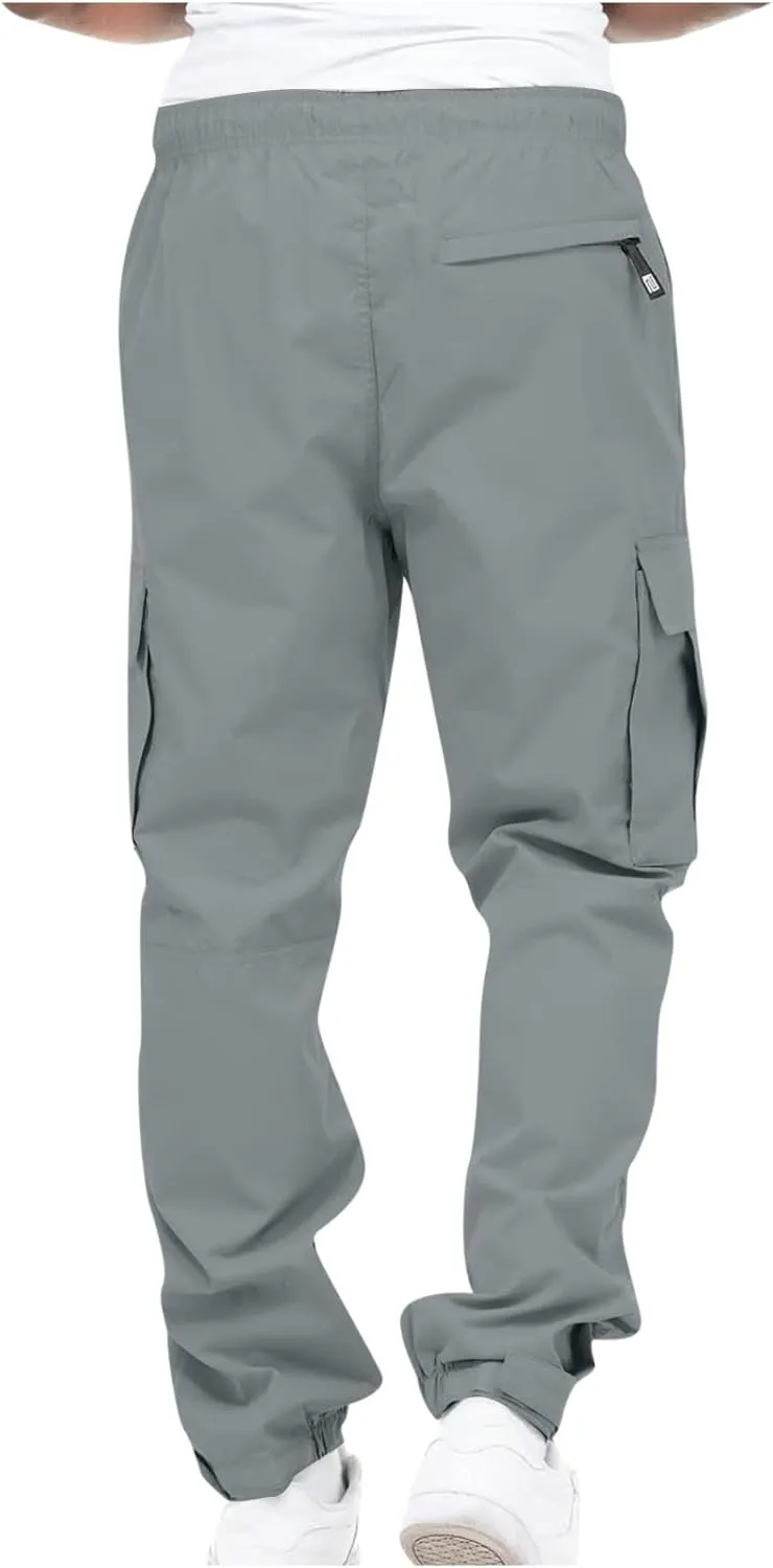 Hiking Cargo Pants for Men Casual Loose Straight Leg Joggers Lightweight Cotton Cargo Sweatpants