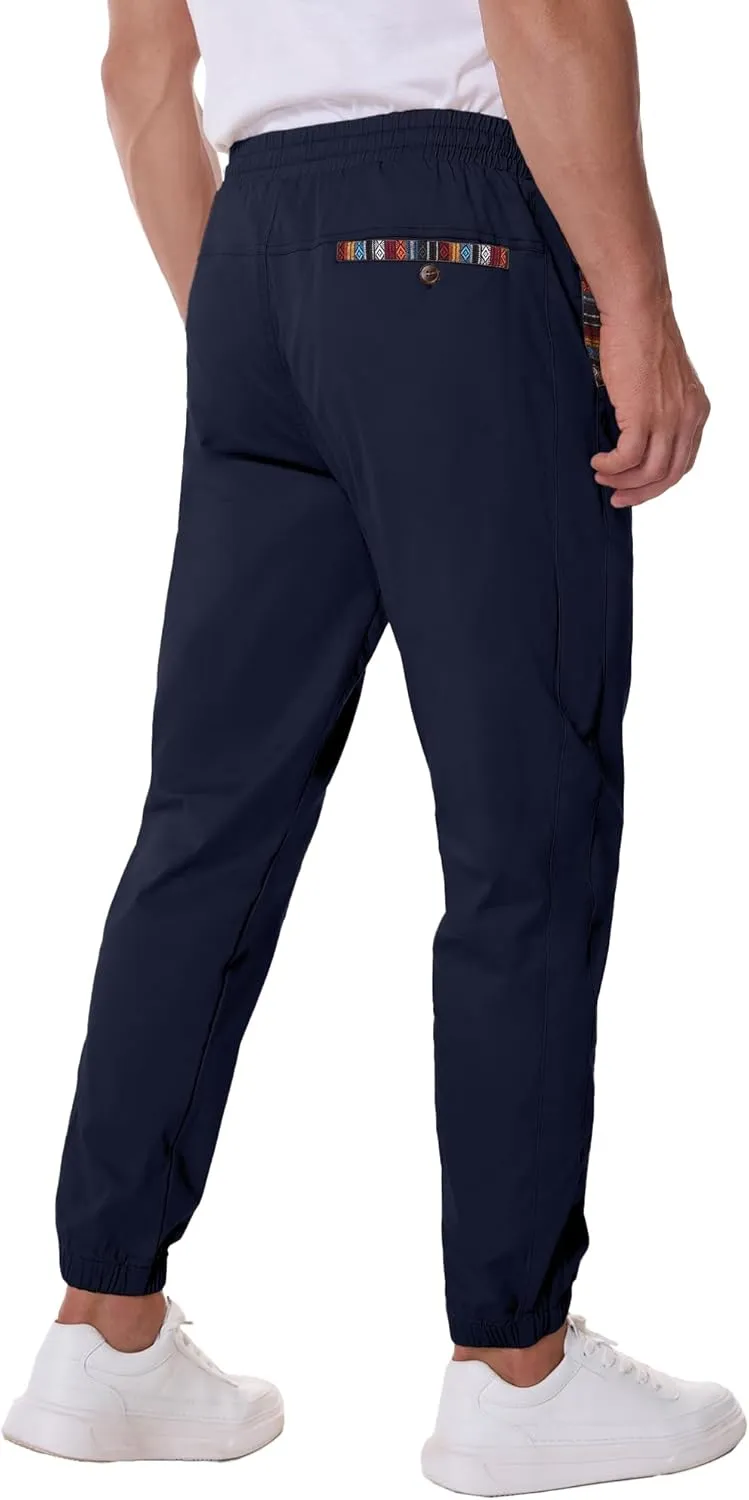HOTake Mens Joggers Pants Elastic Waistband Khaki Pants Mens Drawstring Casual Pants with Signature Pockets