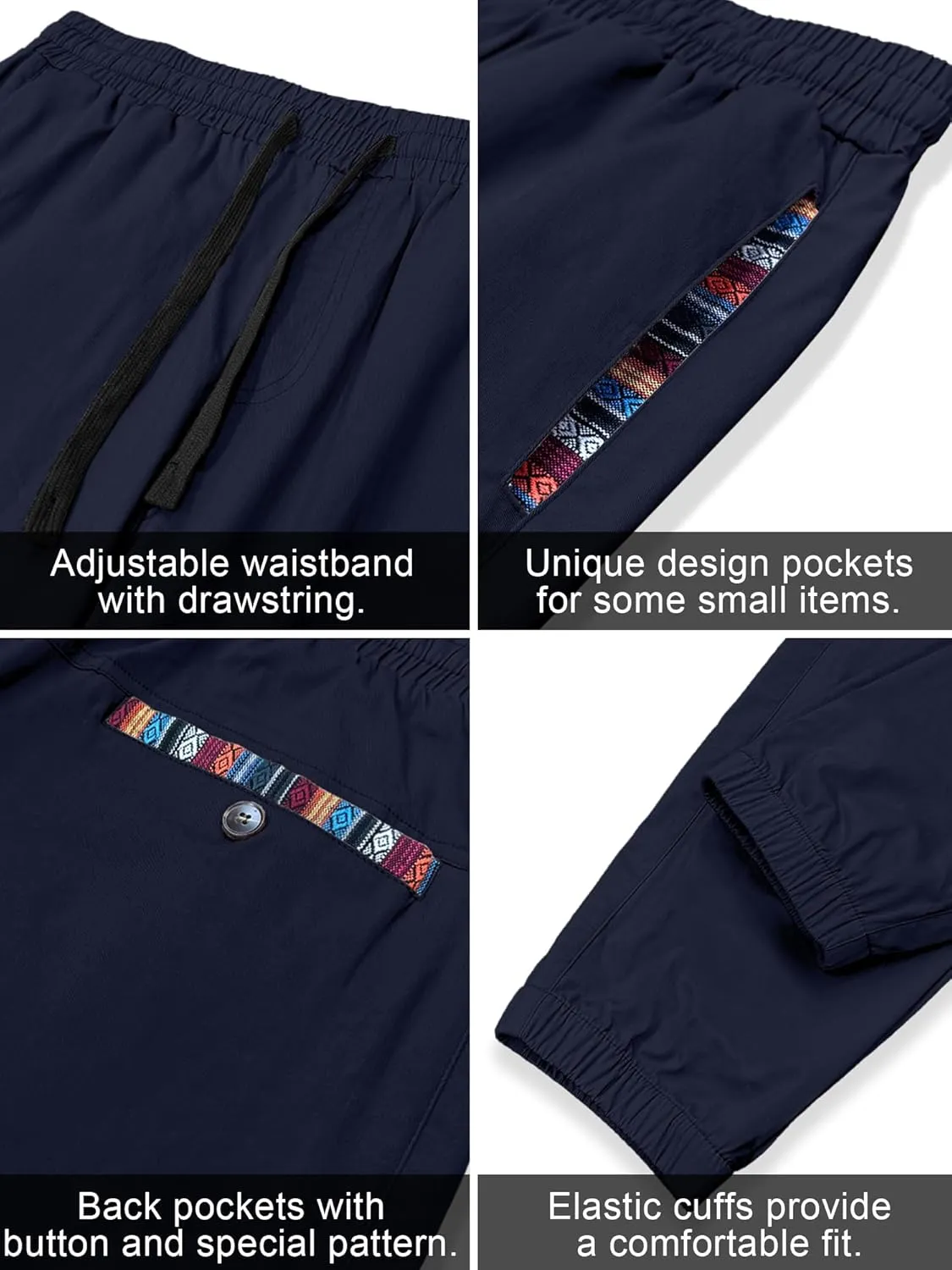 HOTake Mens Joggers Pants Elastic Waistband Khaki Pants Mens Drawstring Casual Pants with Signature Pockets