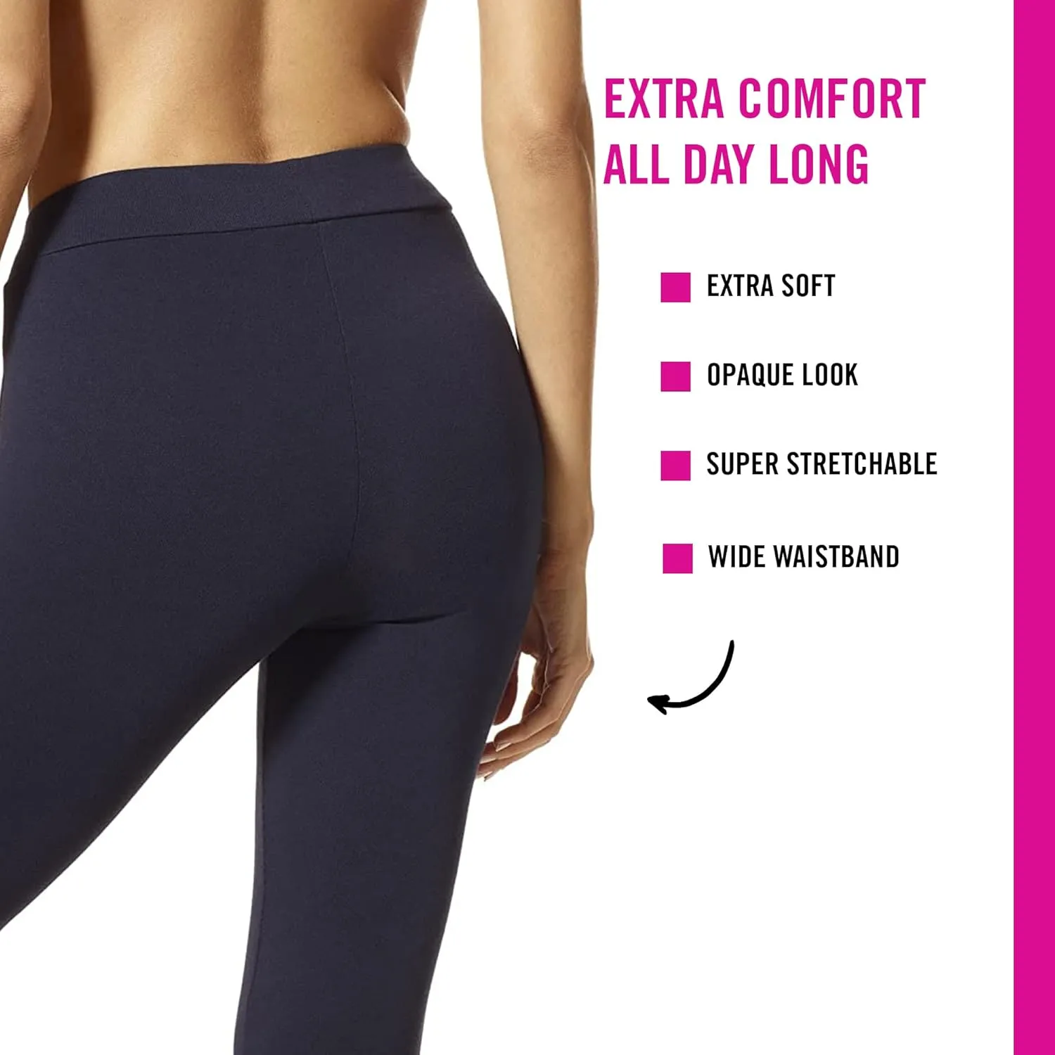 HUE Women's Wide Waistband Blackout Cotton Leggings, Assorted