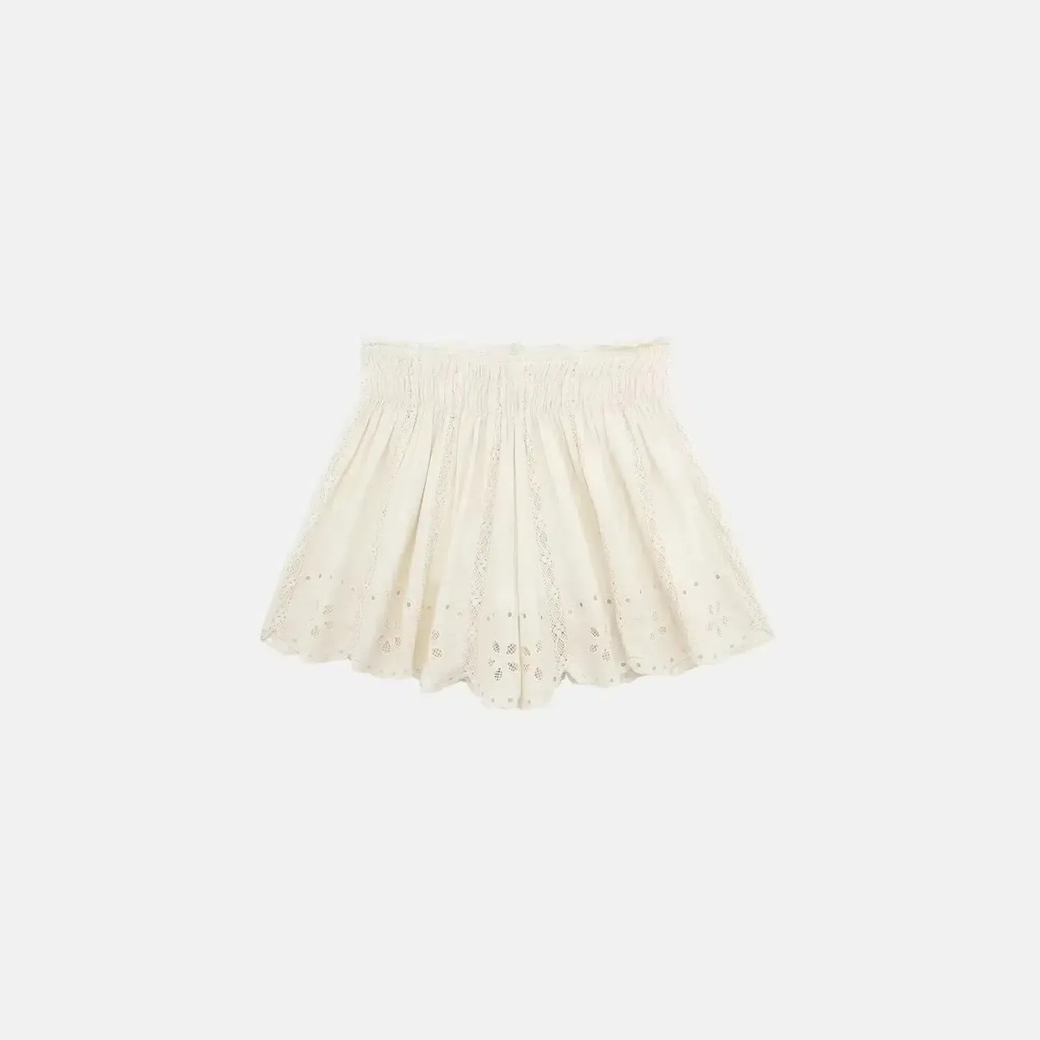 Ibérica Glow Set – Cream – Embroidered top with lace shorts