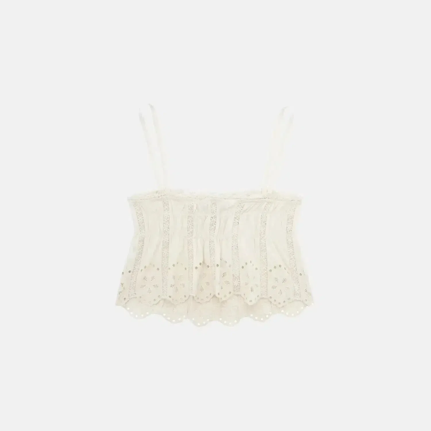 Ibérica Glow Set – Cream – Embroidered top with lace shorts
