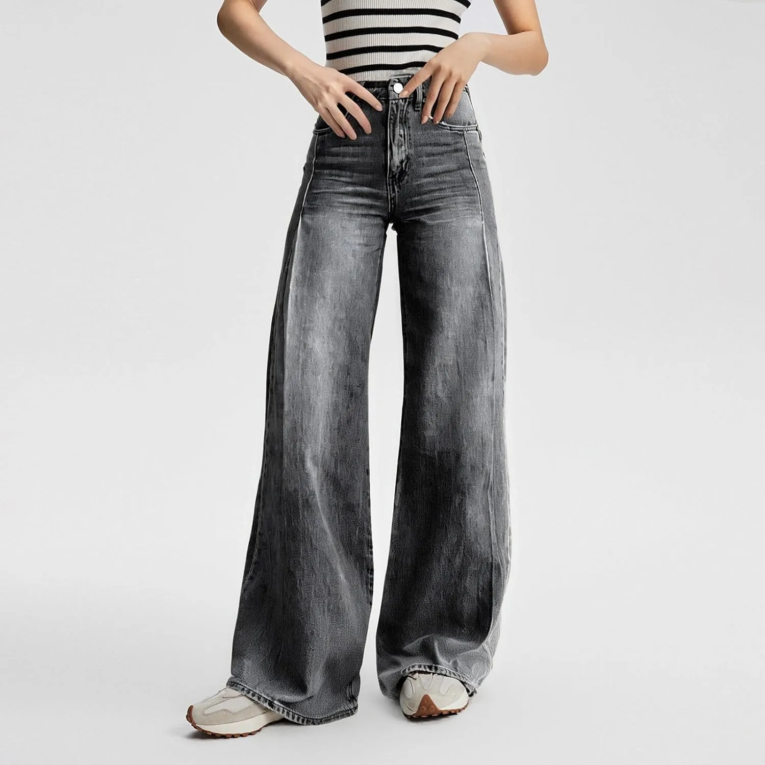 Jeans for Women Baggy Boyfriend Denim Pants Vintage High Waisted Wide Leg Jeans Woman with Pockets Stretchy Pant