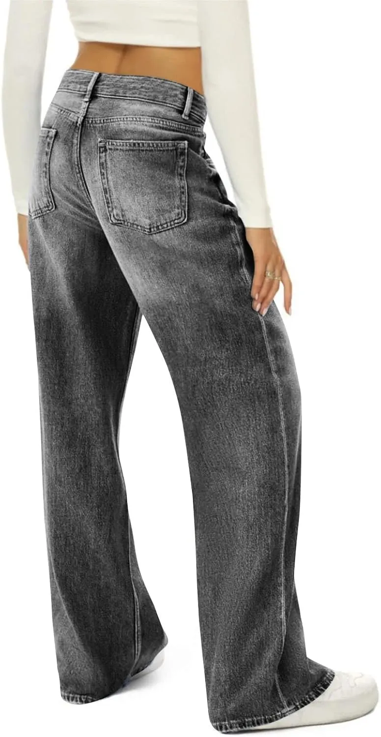 Jeans for Women Baggy Boyfriend Denim Pants Vintage High Waisted Wide Leg Jeans Woman with Pockets Stretchy Pant