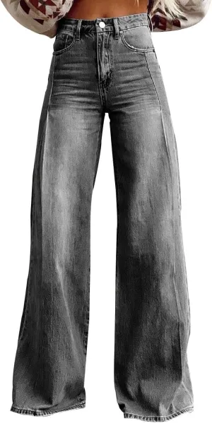 Jeans for Women Baggy Boyfriend Denim Pants Vintage High Waisted Wide Leg Jeans Woman with Pockets Stretchy Pant