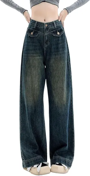 Jeans for Women Wide Leg Baggy Jeans High Waisted Y2K Cargo Pants Casual Loose Boyfriends Trousers Vintage Streetwear