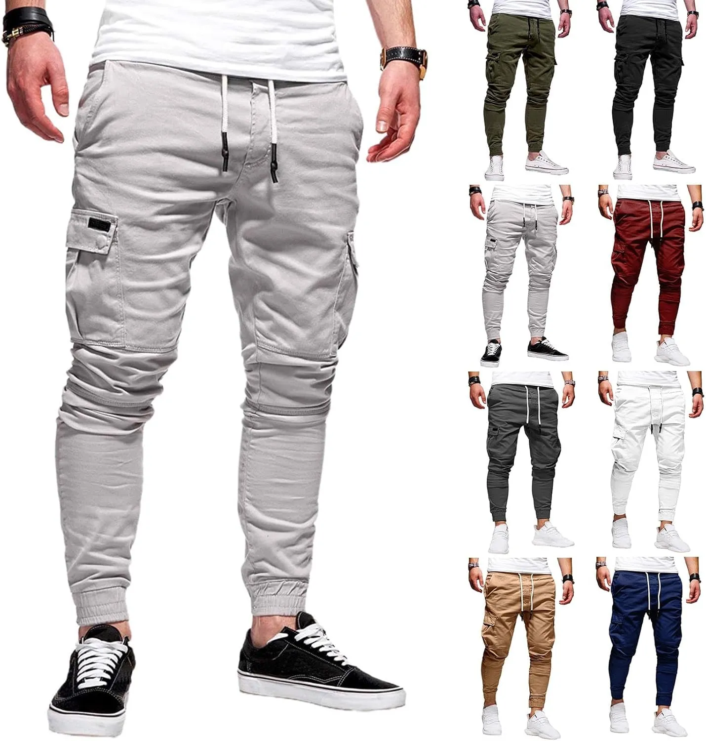 Jogging Pants Men Sport Running Cargo Pant Work Casual Trousers Slim Fit Lightweight Sweatpants Fall Winter Spring