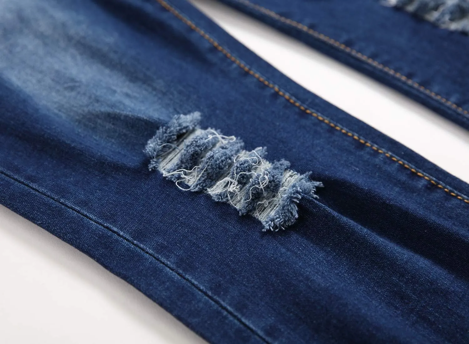 Kihatwin Big Boy's Casual Skinny Ripped Jeans Slim Fit Distressed Zipper Pants with Holes