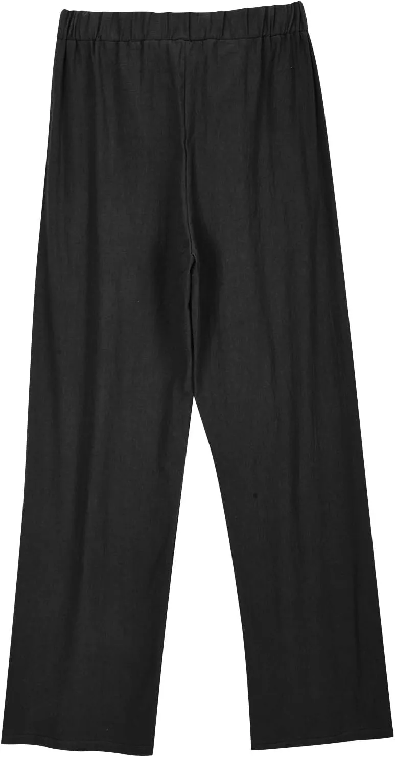 Lastesso Womens Linen Pants Elastic Waistband Wide Leg Slacks Plus Size Cute Summer Lounge Trousers Casual Summer Pant