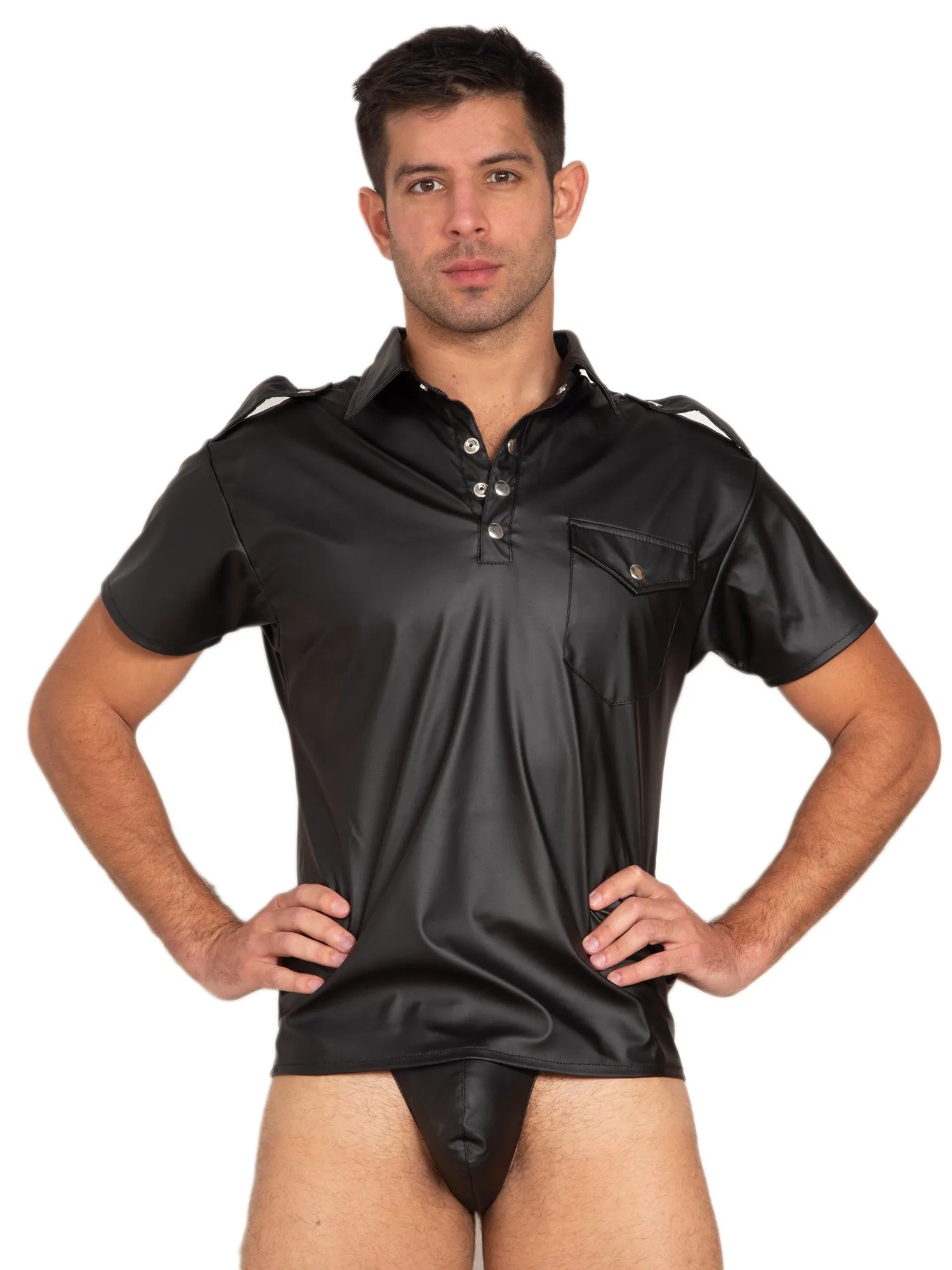 Leatherette Men's Military Top