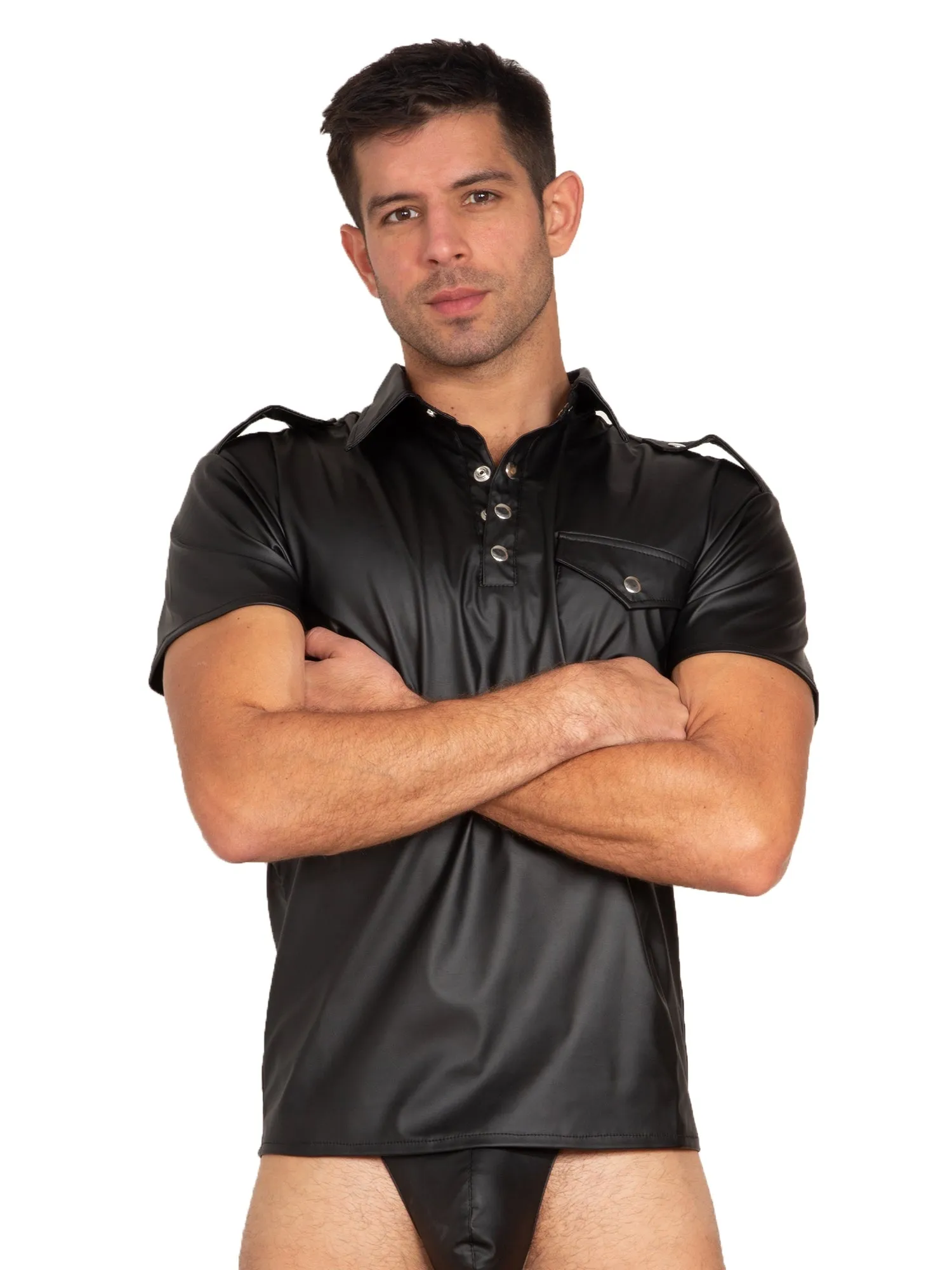 Leatherette Men's Military Top