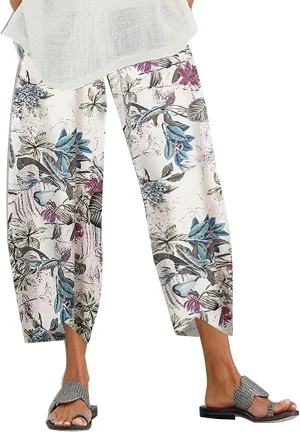 Linen Pants for Women Loose Summer Casual Beach Solid Color Plus Size High Waisted Linen Pants Straight Trousers with Pockets