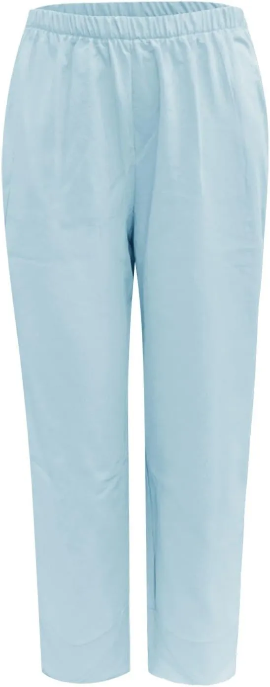 Linen Pants Women Casual Summer Capris Lightweight Cropped Pant Baggy Palazzo Pants Soft Wide Leg Trousers Pants with Pockets, Medium, #A3-sky Blue