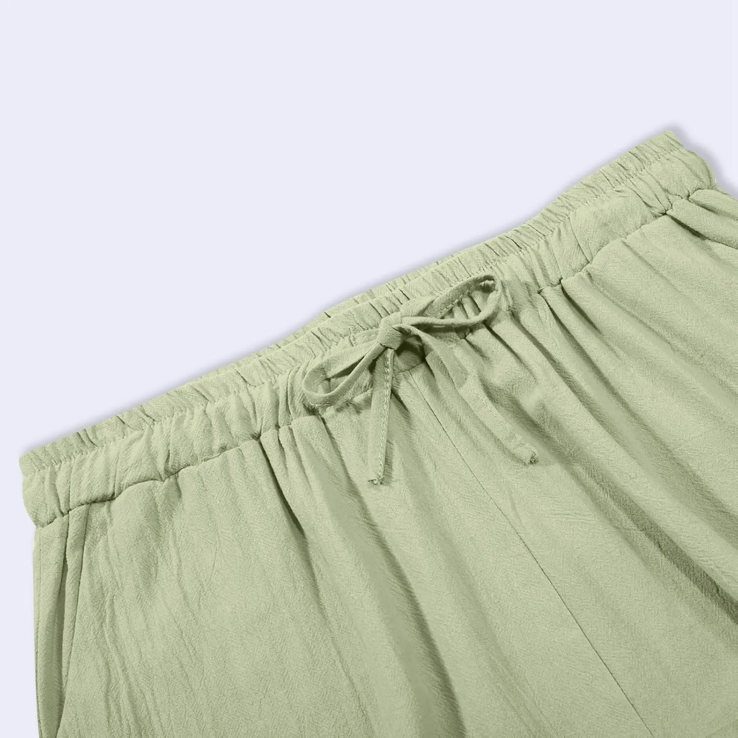 Linen Pants Women Casual Summer Loose Solid Color Boho Plus Size High Waisted Linen Pants Straight Trousers with Pockets