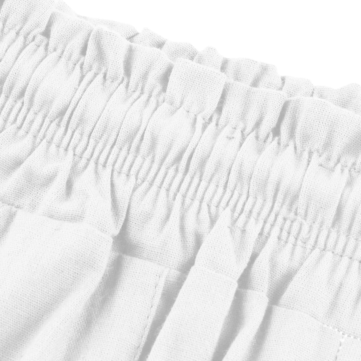 Linen Wide Leg Pants for Women Casual Summer Elastic Waist Loose Fit Beach Pants Comfy Flowy Lounge Pant with Pockets