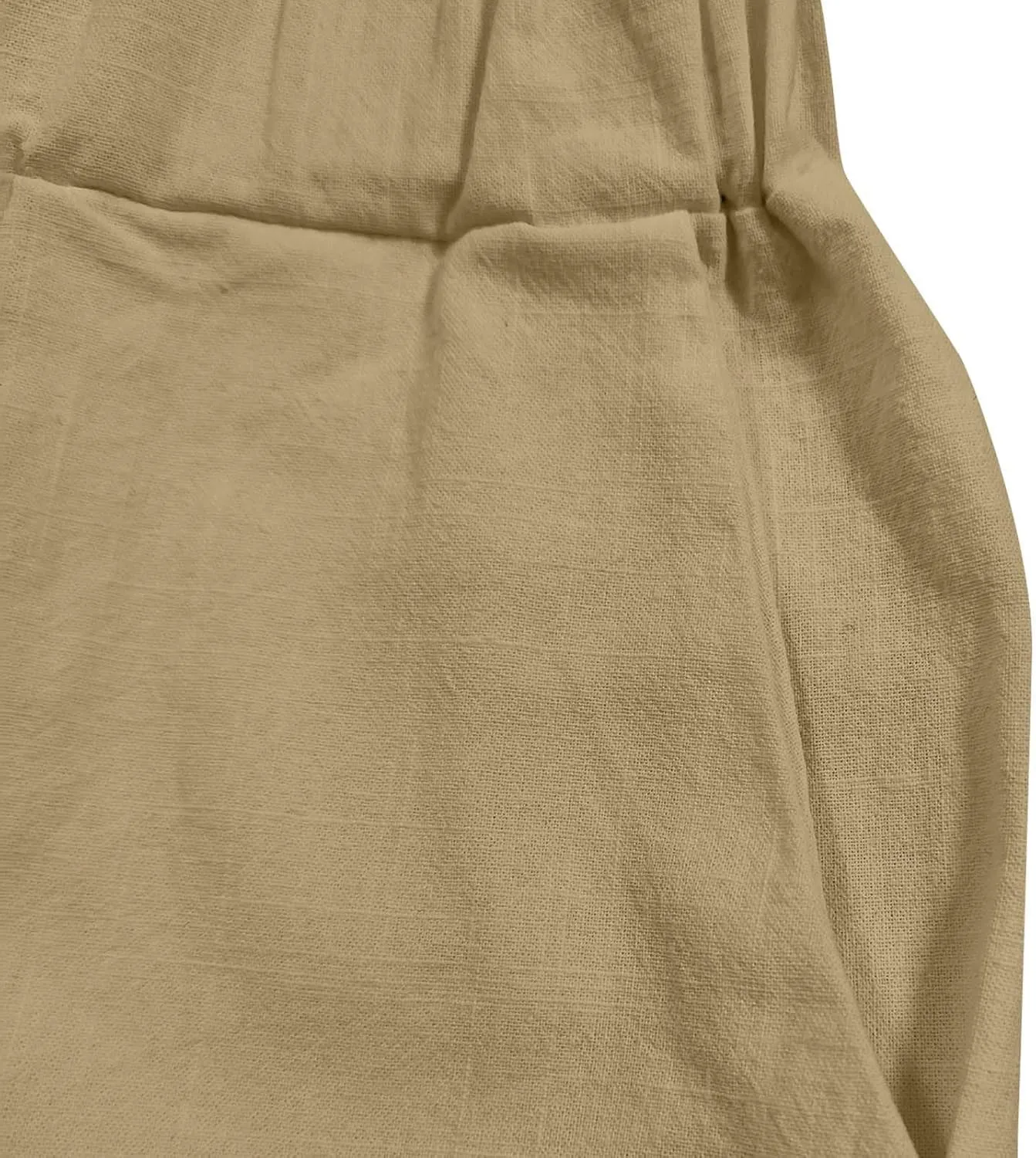 Lmdudan Women Linen Capri Pants Casual Drawstring Elastic High Waist Baggy Wide Leg Cropped Pants Trousers for Ladies Summer