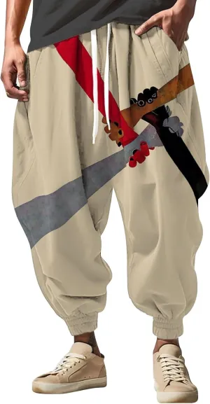 Loose Drop Crotch Trousers Street Feel Casual Sweatpants Baggy Elastic Drawstring Waist Aladdil Hippie Pant Baggy