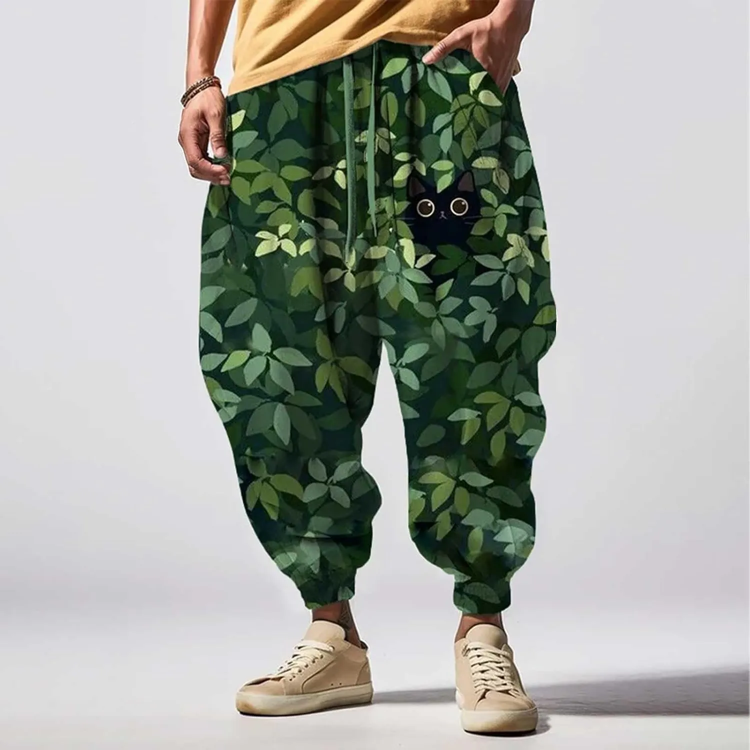 Low Crotch Sweats Print Fashion Street Feel Casual Sweatpants Men Harem Pants Japanese Pants Men Pants