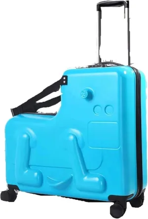 Luggage Can Be Mounted Suitcases Hard Shell Carry On Luggage Suitcases With Wheels Cute Fashion Men And Women Luggage Carry-Ons (Color : Blue)