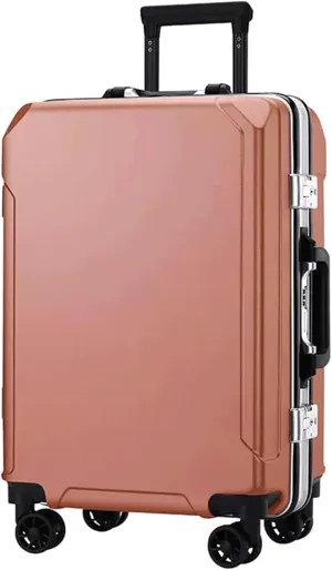 Luggage Suitcases with Spinner Wheels Carry On Luggage Dual USB Charging Ports Aluminum Frame Suitcase Large Capacity Luggage (Gold 20 in)