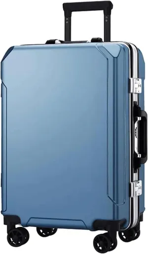 Luggage Suitcases with Spinner Wheels Carry On Luggage Dual USB Charging Ports Aluminum Frame Suitcase Large Capacity Luggage (Light Blue 20 in)