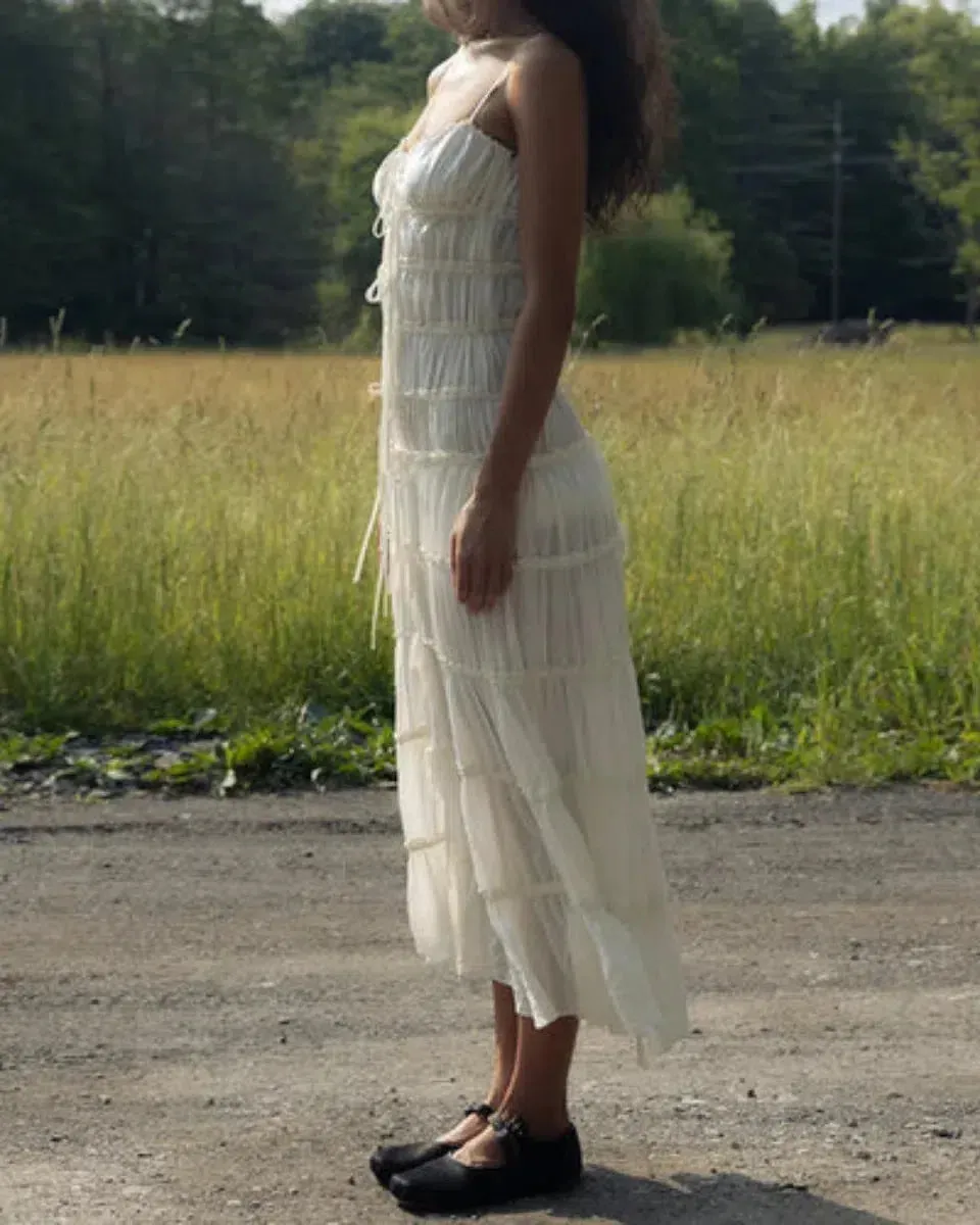 Madeleine – Ruched maxi dress – Ethereal tie details