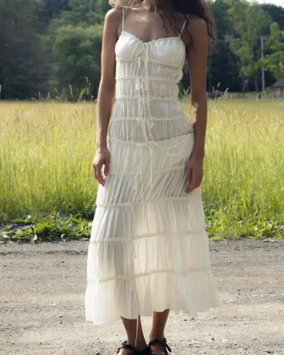 Madeleine – Ruched maxi dress – Ethereal tie details