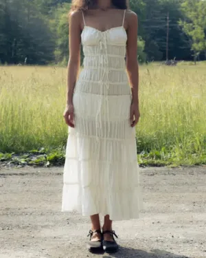 Madeleine – Ruched maxi dress – Ethereal tie details