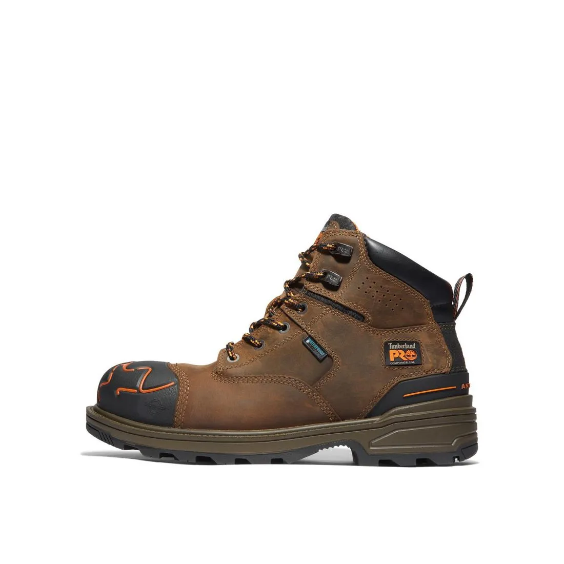 Magnitude 6 Inch Composite-Toe Waterproof Work Boot Orange and Brown