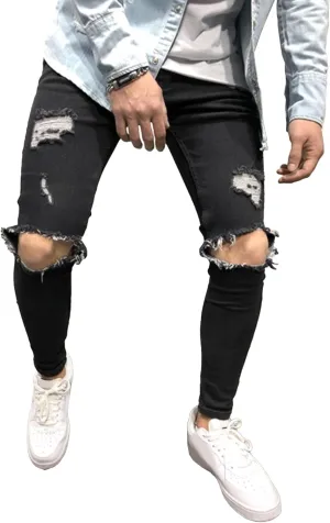 Maiyifu-GJ Men's Ripped Skinny Jeans Stretch Slim Fit Jeans Distressed Destroyed Straight Leg Denim Pants for Men