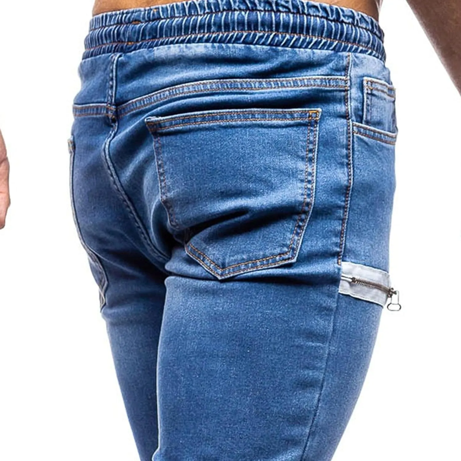Maiyifu-GJ Men's Slim Fit Stretch Joggers Jeans Drawstring Elastic Waist Tapered Leg Denim Pants Hip Hop Jeans Streetwear