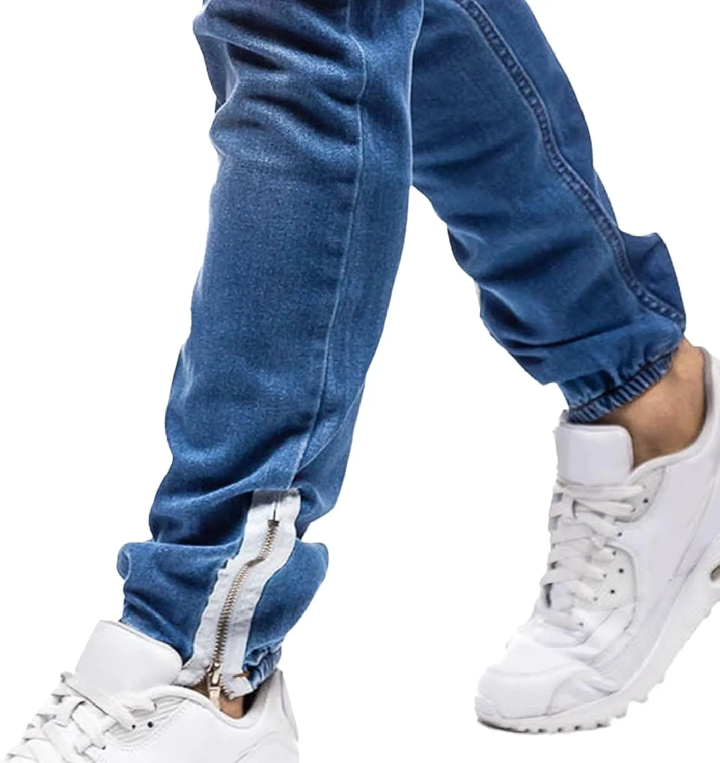 Maiyifu-GJ Men's Slim Fit Stretch Joggers Jeans Drawstring Elastic Waist Tapered Leg Denim Pants Hip Hop Jeans Streetwear