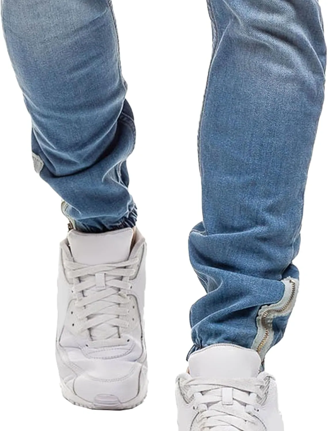 Maiyifu-GJ Men's Slim Fit Stretch Joggers Jeans Drawstring Elastic Waist Tapered Leg Denim Pants Hip Hop Jeans Streetwear