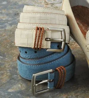 Martin Dingman Lattice Watercolor Belt - Bone