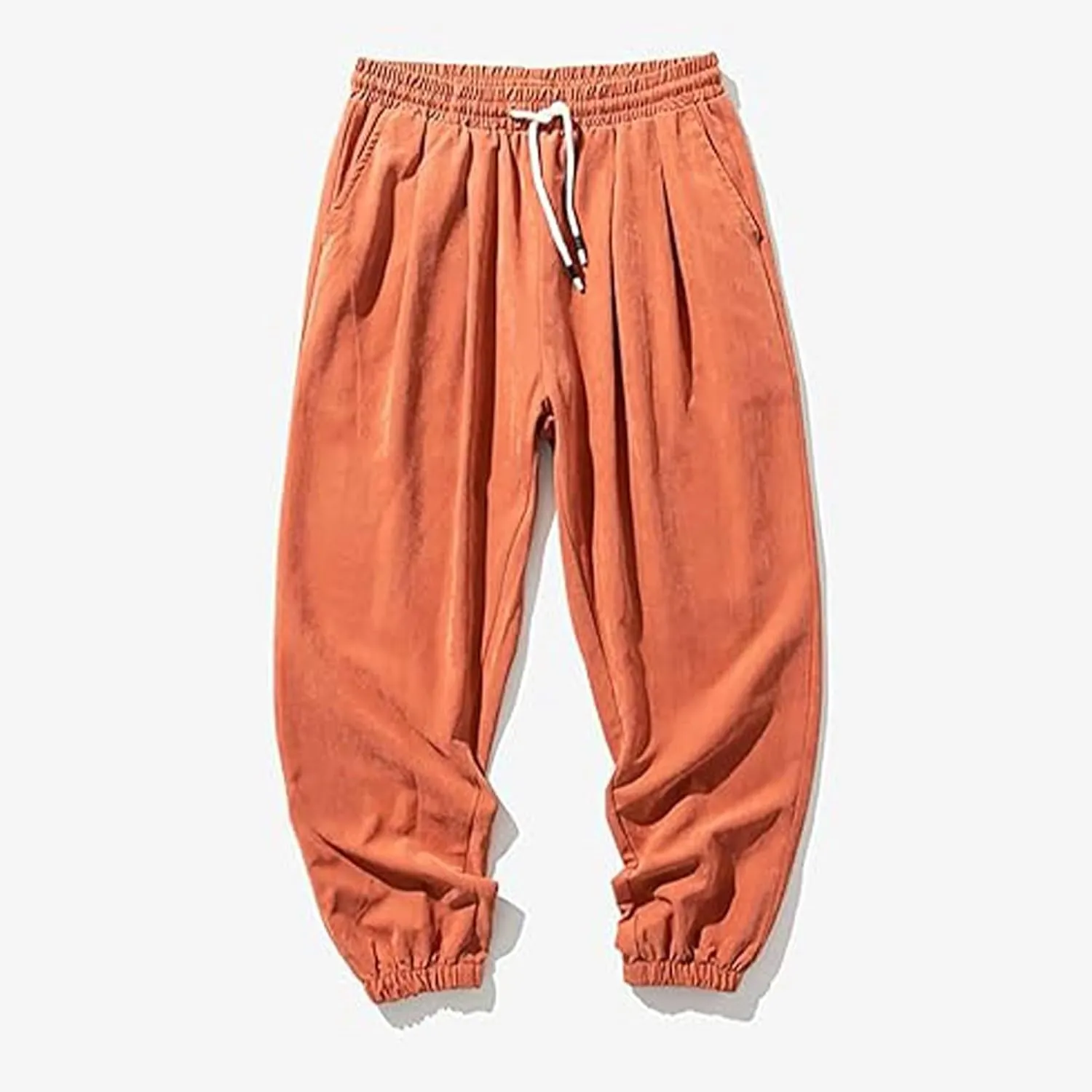 Men Casual Pants Plus Size Plain Trousers Elastic Waist Drawstring Slacks Classic Basic Summer Vacation Lounge Pants