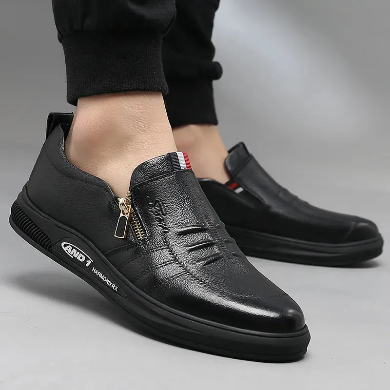 Men Shoes Genuine Leather Loafers Men's Moccasins Shoes Slip-on Soft Flats Footwear Lightweight Driving Shoes Walking Footwear