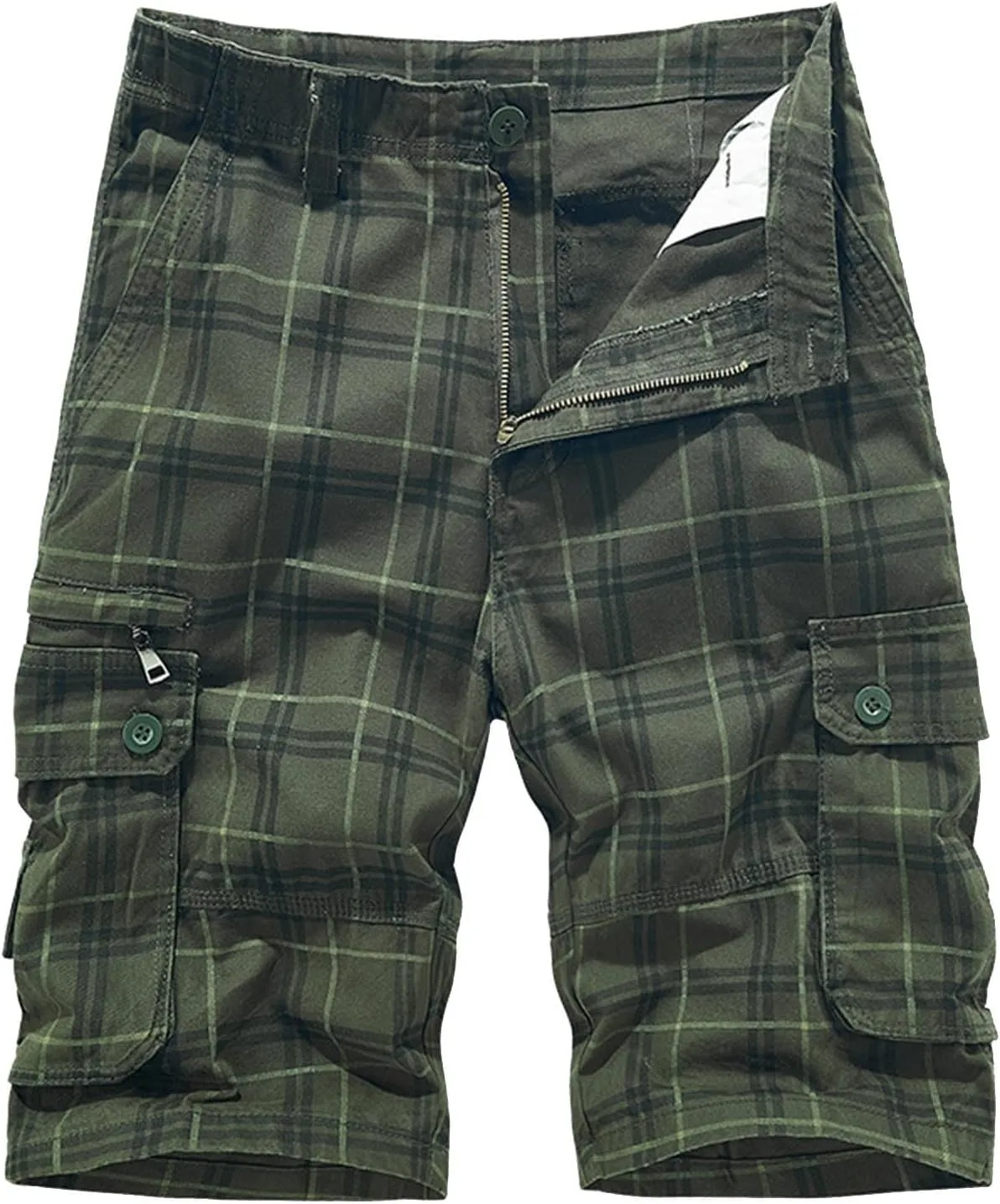 Men's Camo Summer Cargo Shorts Casual Fashion Elastic Waist Button Summer Outdoor Shorts Slim Fit Tactical Work Pants