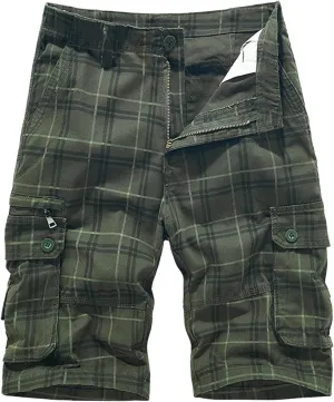 Men's Camo Summer Cargo Shorts Casual Fashion Elastic Waist Button Summer Outdoor Shorts Slim Fit Tactical Work Pants