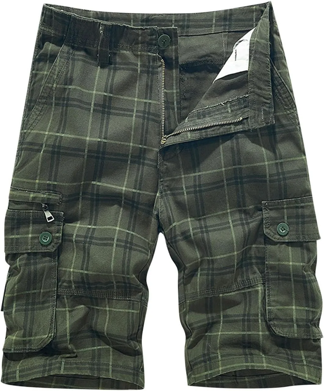 Men's Camo Summer Cargo Shorts Casual Fashion Elastic Waist Button Summer Outdoor Shorts Slim Fit Tactical Work Pants