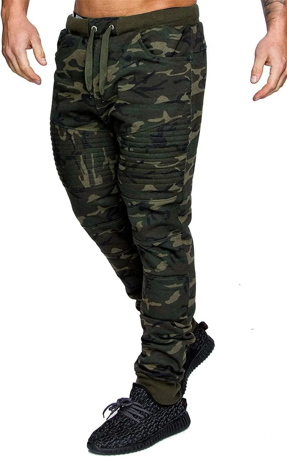 Mens Camo Sweatpants Casual Slim Fit Pants Lightweight Fittness Elastic Pants Athletic Loose Trousers with Pockets