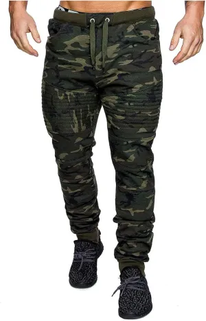 Mens Camo Sweatpants Casual Slim Fit Pants Lightweight Fittness Elastic Pants Athletic Loose Trousers with Pockets