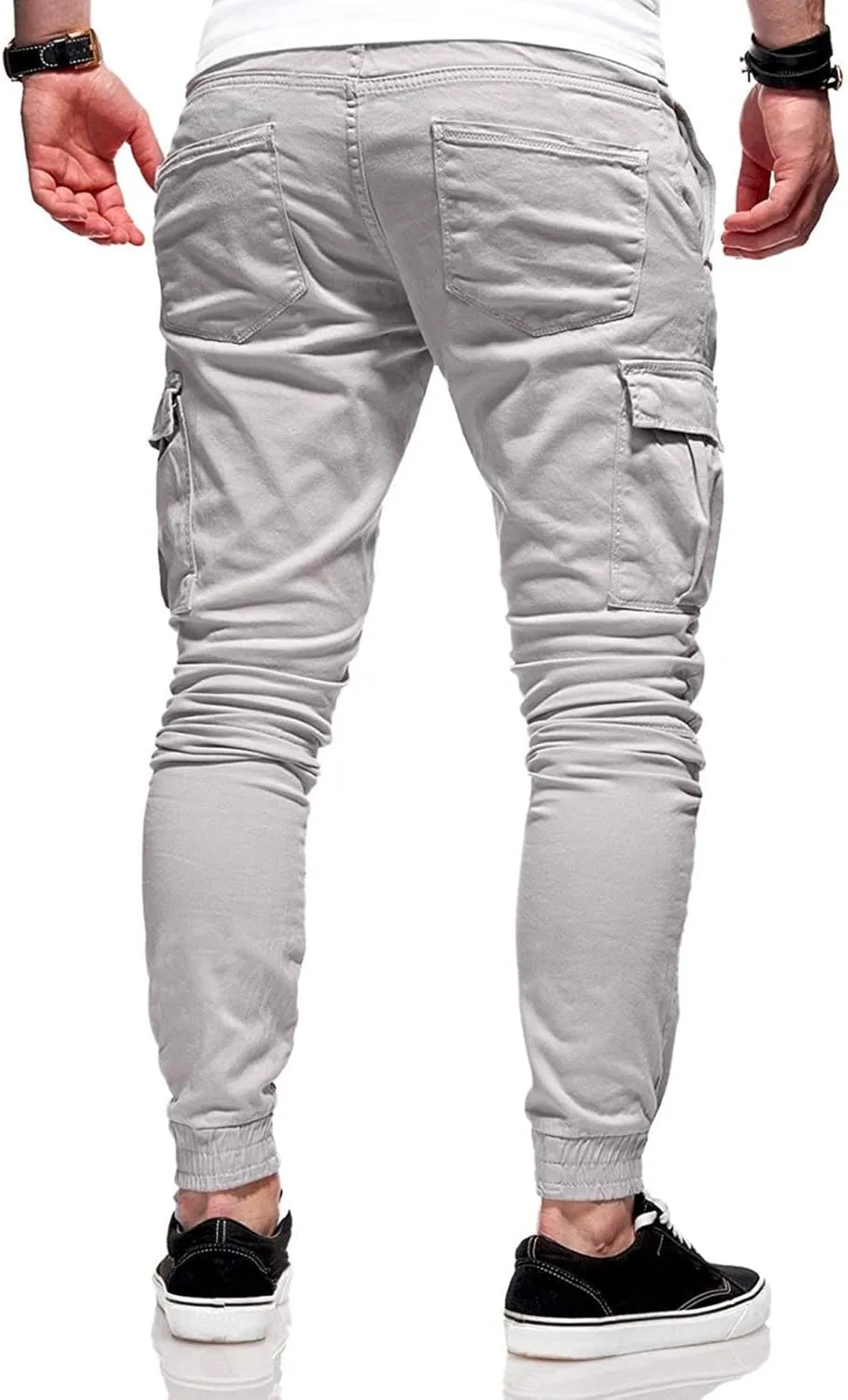Mens Cargo Pants Casual Elastic Waist Joggers Sweatpants Slim Fit Workout Athletic Fashion Trousers for Mens