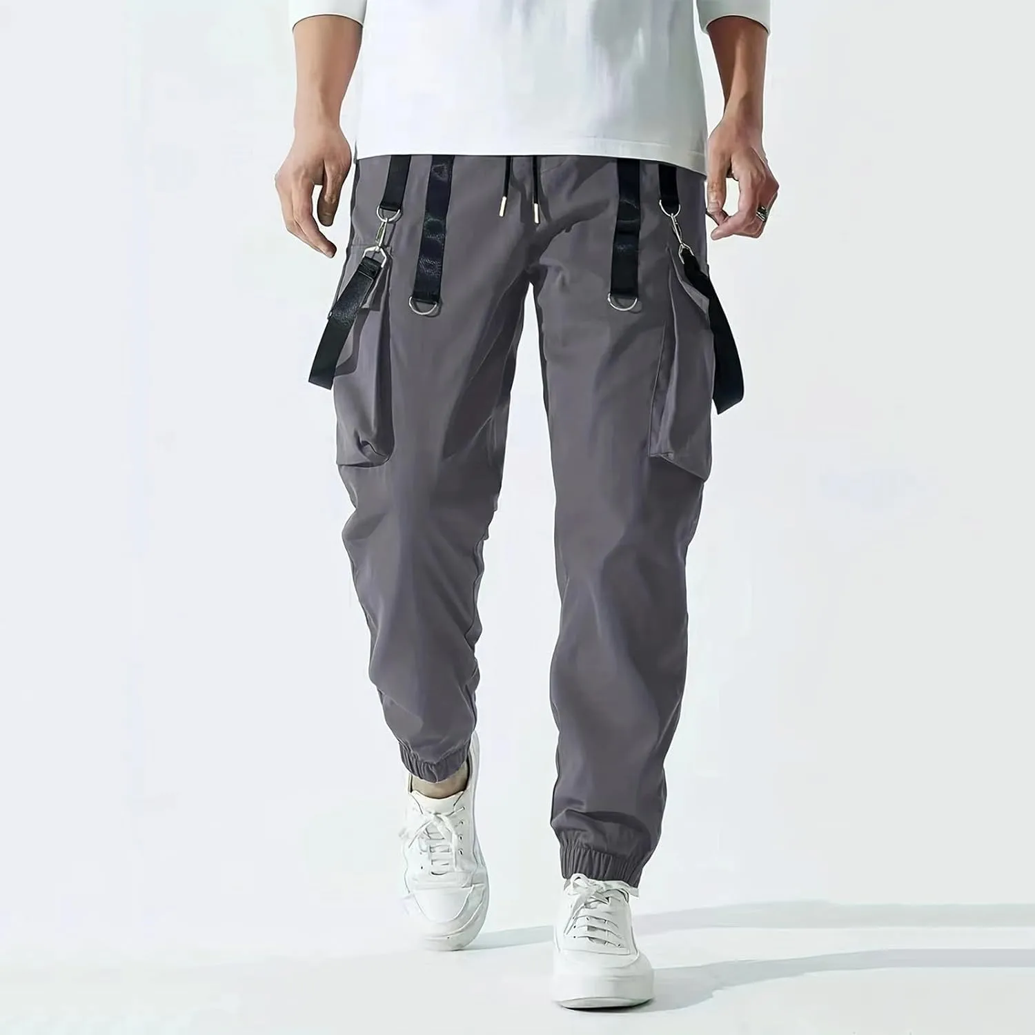 Men's Casual Joggers Pants Cotton Drawstring Chino Cargo Pants Hiking Outdoor Twill Track Jogging Sweatpants Men Active Pants