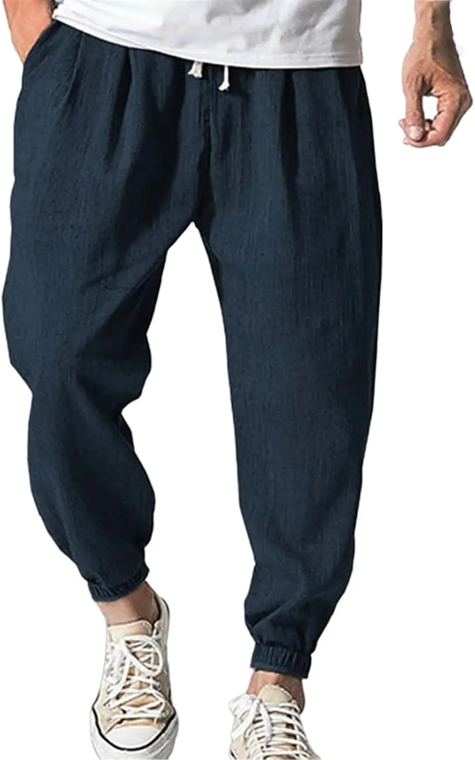 Mens Casual Pants 2025 Comfy Summer Cotton Straight-Leg Pant Basic Comfort Outdoor Big and Tall Solid Color Outfits