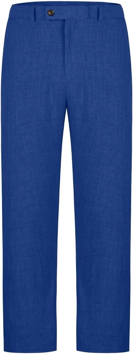 Mens Casual Pants Straight Leg Fashion Dress Slacks Summer Outdoor Trendy Button Suit Trousers Plain Business Pants