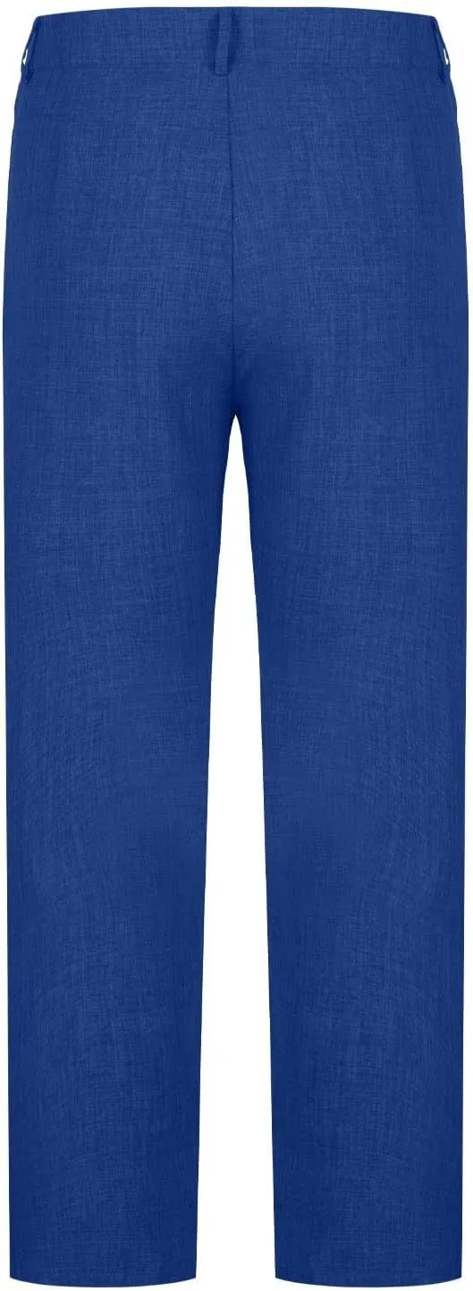 Mens Casual Pants Straight Leg Fashion Dress Slacks Summer Outdoor Trendy Button Suit Trousers Plain Business Pants