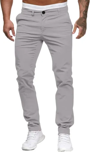 Men's Chino Pants Casual Stretch Waist Tapered Trousers with Pockets Loose Fit Joggers Pockets Tapered Sweatpants