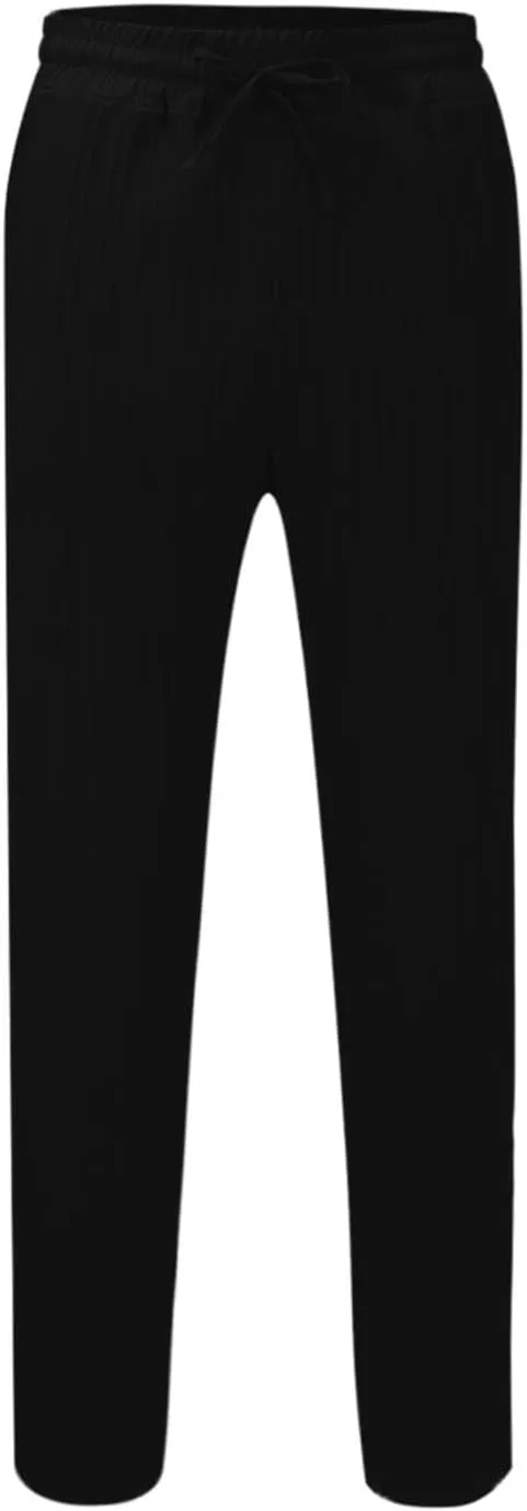 Men's Cotton Linen Harem Pants Loose Elastic Waist Lightweight Yoga Beach Pants Casual Cropped Trousers with Pockets